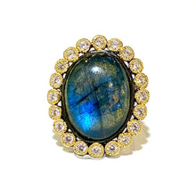 Sterling Silver Black Rhodium Plated Labradorite Dress Ring