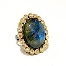 Sterling Silver Black Rhodium Plated Labradorite Dress Ring