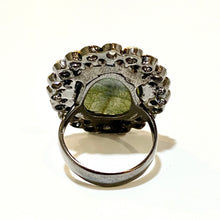 Sterling Silver Black Rhodium Plated Labradorite Dress Ring