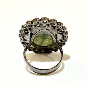 Sterling Silver Black Rhodium Plated Labradorite Dress Ring