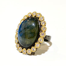 Sterling Silver Black Rhodium Plated Labradorite Dress Ring