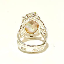 Sterling Silver Blister Pearl, Amethyst and Peridot Ring