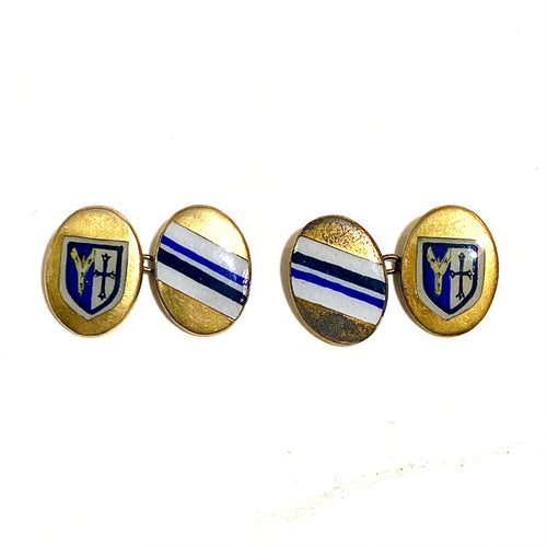 Vintage Gilt Metal and Enamel Cufflinks