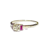 18ct White Gold Diamond and Ruby Ring