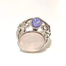 Sterling Silver Rose Quartz and Iolite Ring