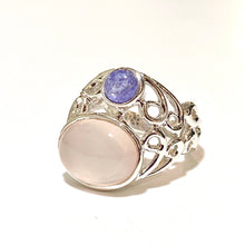 Sterling Silver Rose Quartz and Iolite Ring