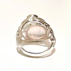 Sterling Silver Rose Quartz and Rock Crystal Ring