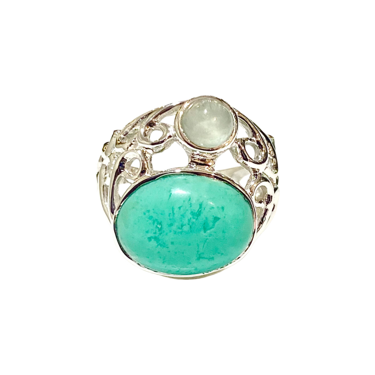 Sterling Silver Turquoise and Green Citrine Ring