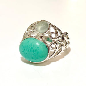 Sterling Silver Turquoise and Green Citrine Ring