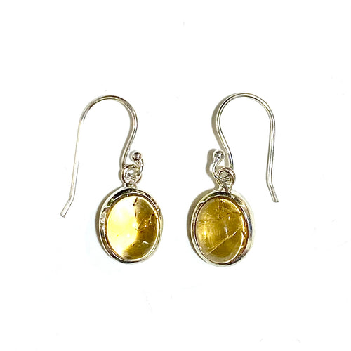 Sterling Silver Cabochon Citrine Earrings