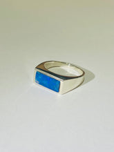Sterling Silver Ring with Black Australian Opal Inlay