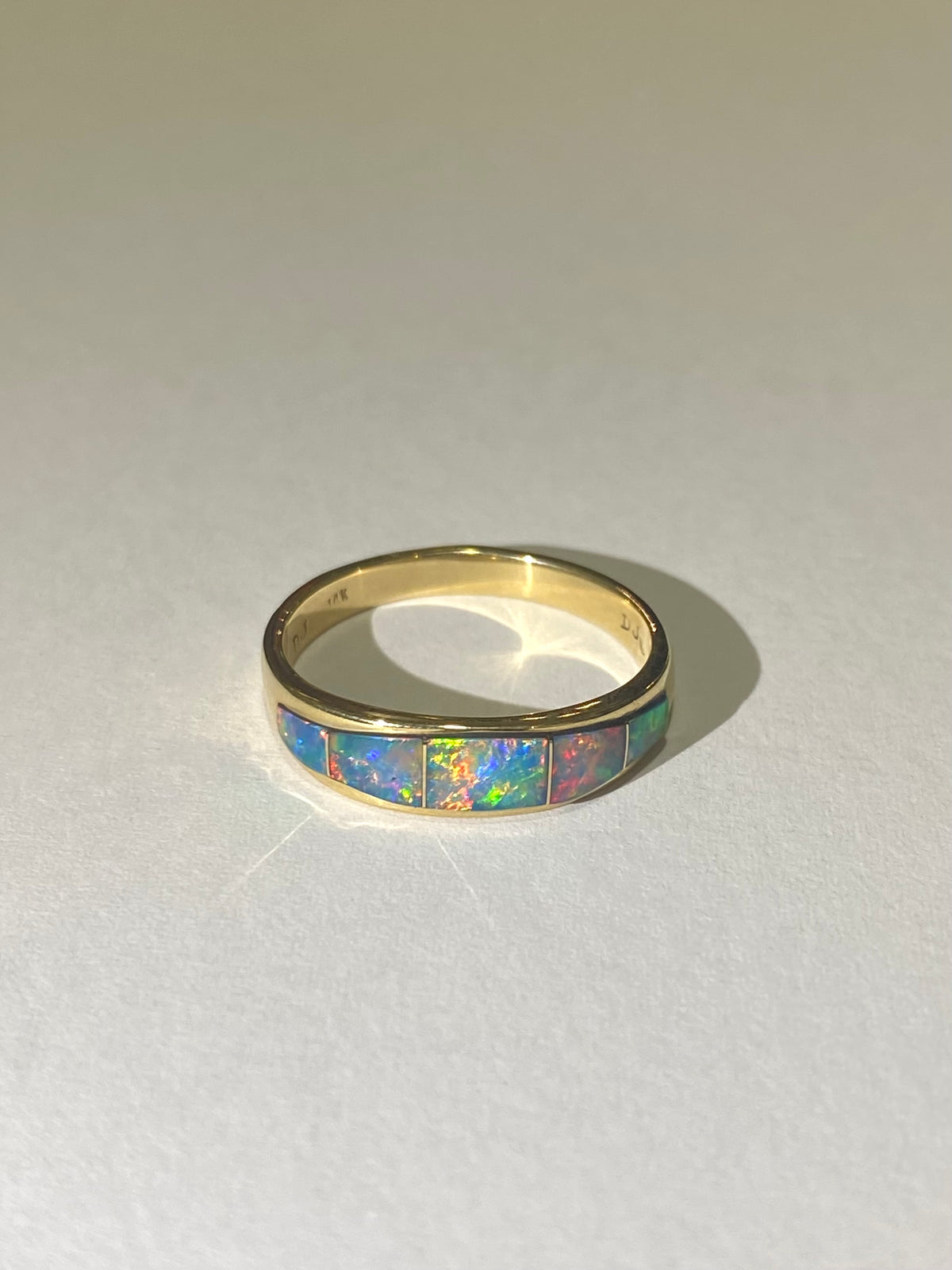 14ct Yellow Gold Australian Black Opal Inlay Ring