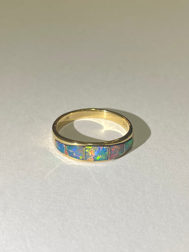 14ct Yellow Gold Australian Black Opal Inlay Ring