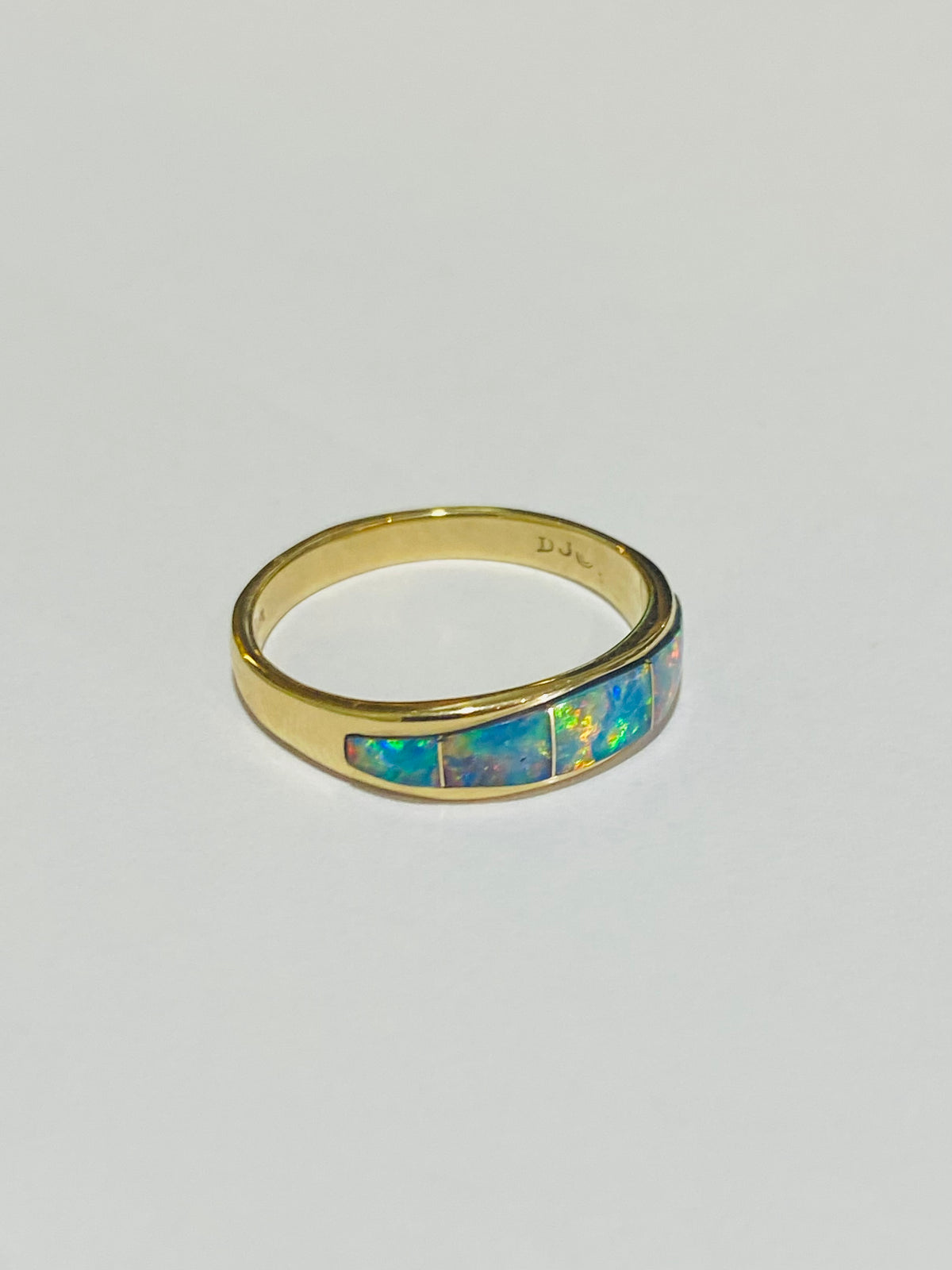 14ct Yellow Gold Australian Black Opal Inlay Ring