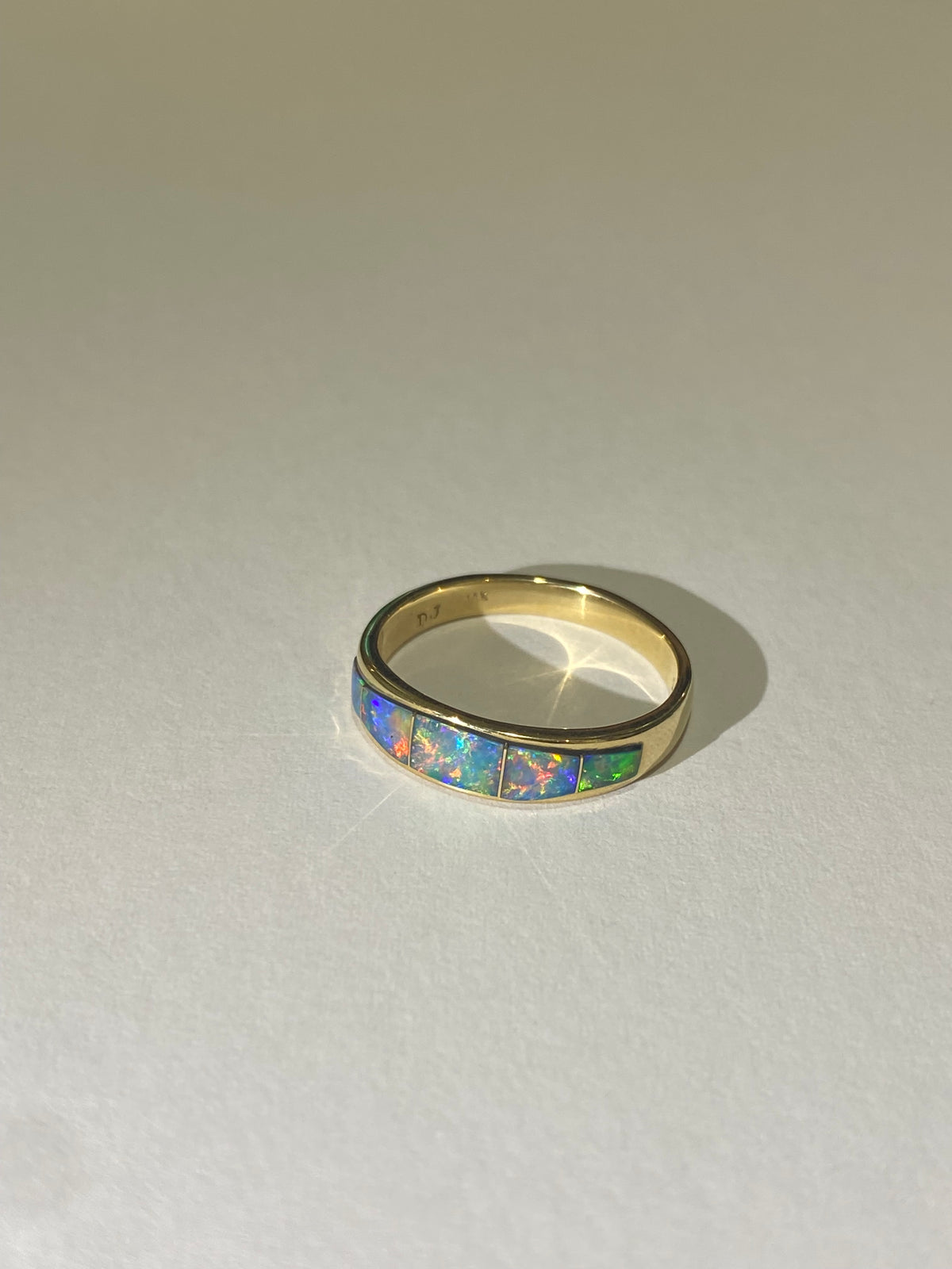 14ct Yellow Gold Australian Black Opal Inlay Ring