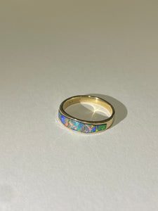 14ct Yellow Gold Australian Black Opal Inlay Ring