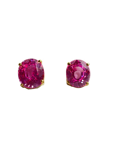 Pink Topaz Stud Earrings in Sterling Silver Gold Plate