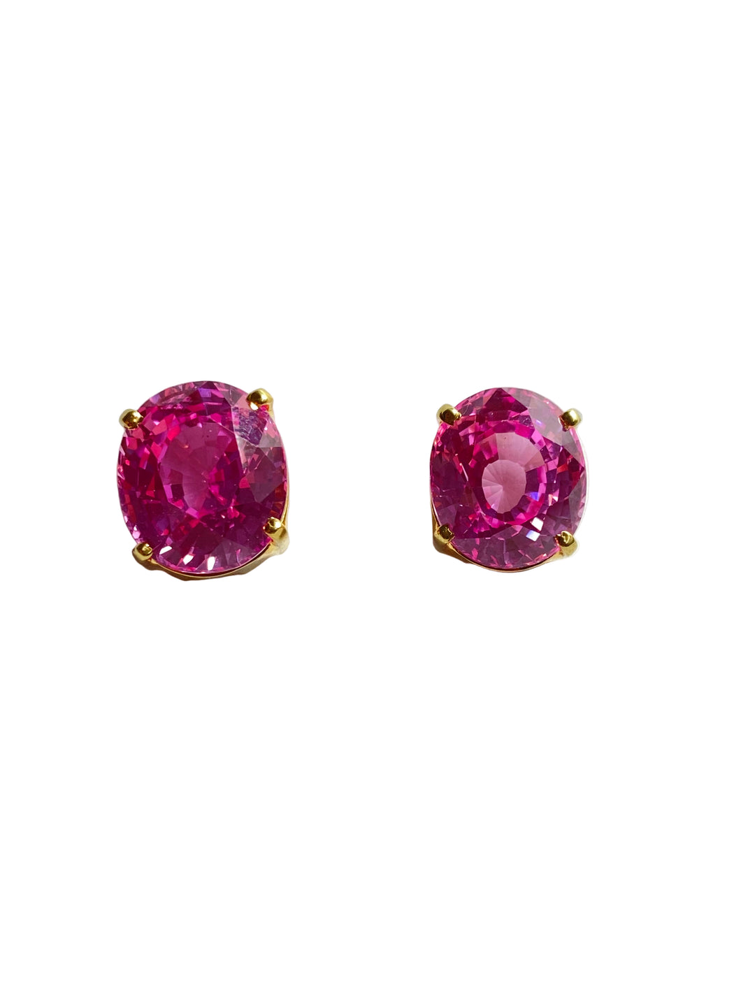 Pink Topaz Stud Earrings in Sterling Silver Gold Plate