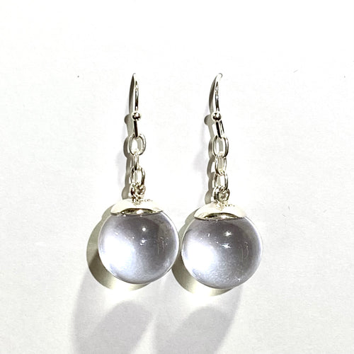 Sterling Silver Rock Crystal Orb Drop Earrings