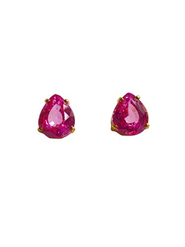 Pink Topaz Stud Earrings in Sterling Silver Gold Plate