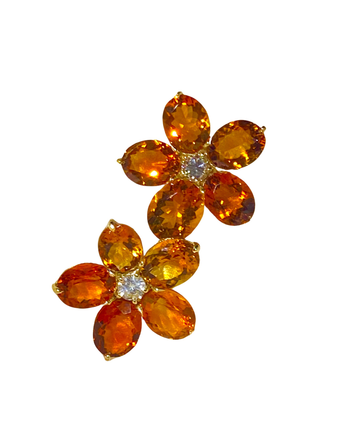 18ct Yellow Gold Citrine and Diamond Studs