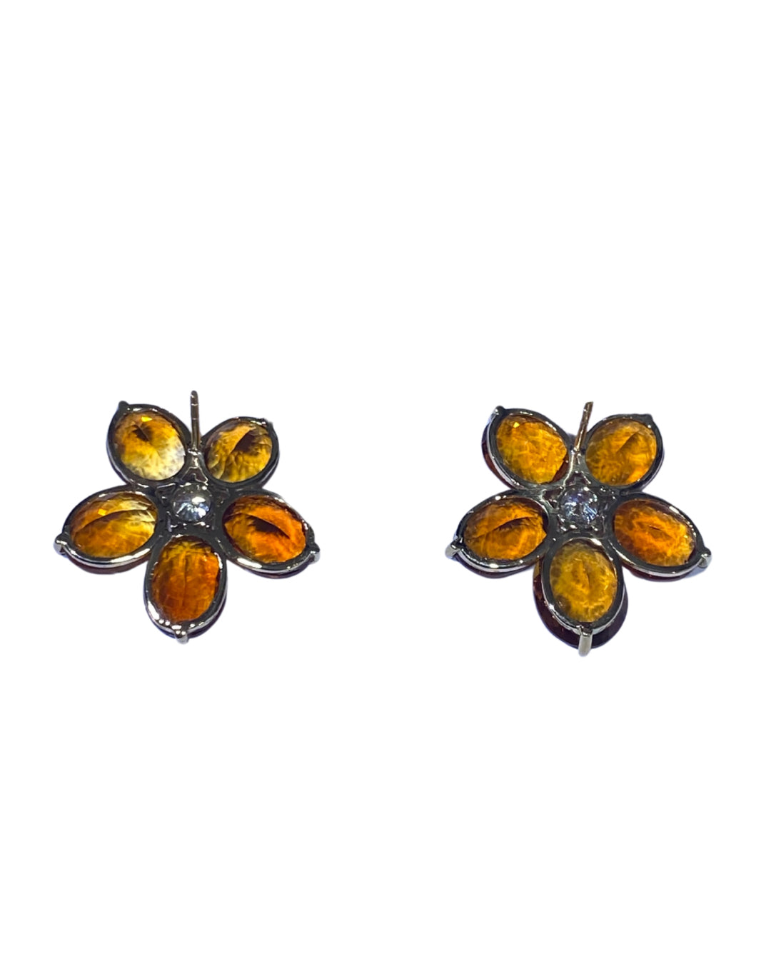 18ct Yellow Gold Citrine and Diamond Studs