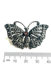 Sterling SIlver Marcasite Garnet Butterfly Brooch