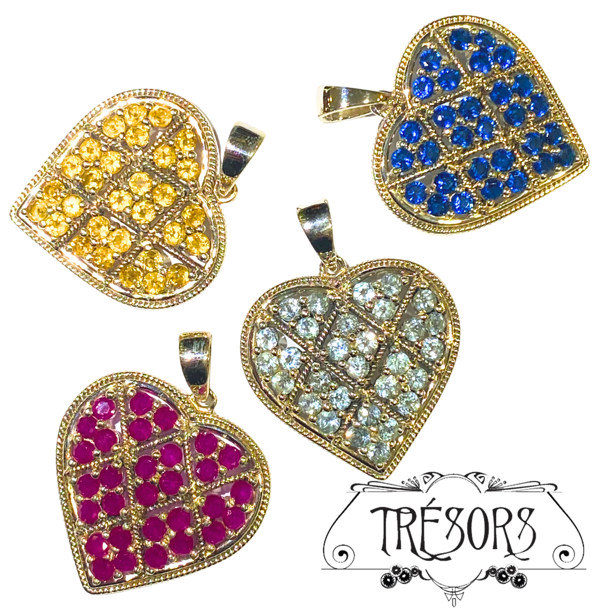 Sterling Silver Multi-set Ruby Heart Pendant