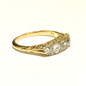 Antique 24ct Yellow Gold Old Cut Diamond Bridge Ring