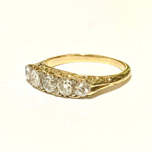 Antique 24ct Yellow Gold Old Cut Diamond Bridge Ring