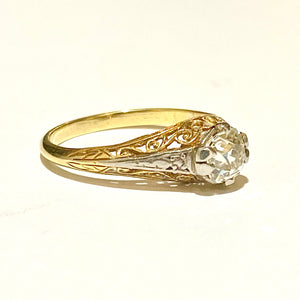 Antique 18ct Gold Old Cut Diamond Solitaire Ring