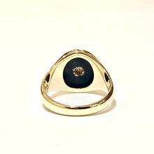 Vintage 9ct Yellow Gold Black Onyx and Diamond Signet Ring