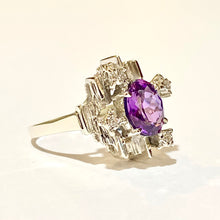 9ct White Gold Purple Sapphire and Diamond Ring