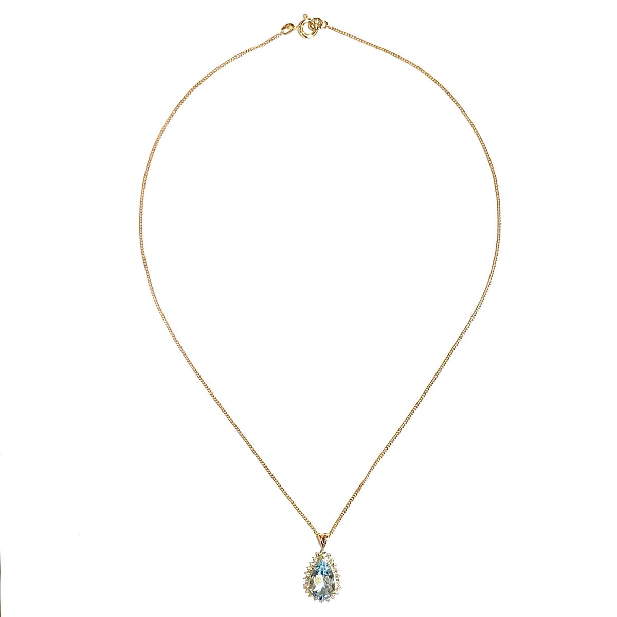 9ct Yellow Gold 7ct Aquamarine and Diamond Pendant