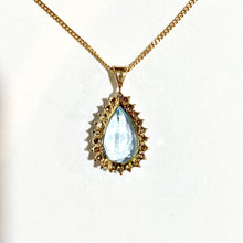 9ct Yellow Gold 7ct Aquamarine and Diamond Pendant