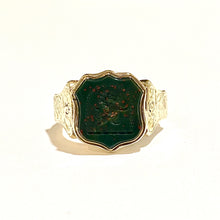 18ct Yellow Gold Carved Bloodstone Signet Ring with Lion Insignia