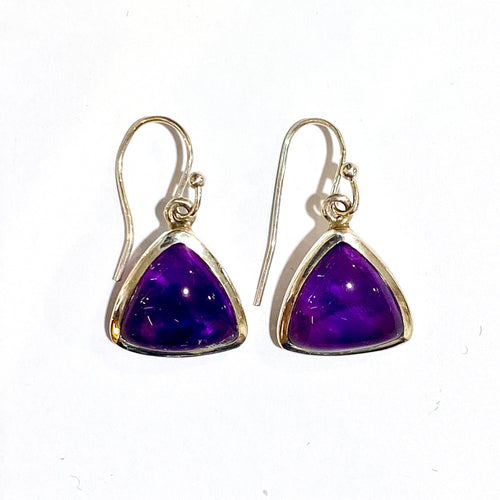 Sterling Silver Amethyst Triangular Drop Earrings