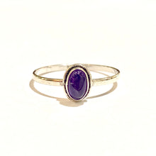 Dainty Sterling Silver Amethyst Cabochon Ring