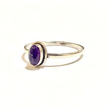 Dainty Sterling Silver Amethyst Cabochon Ring