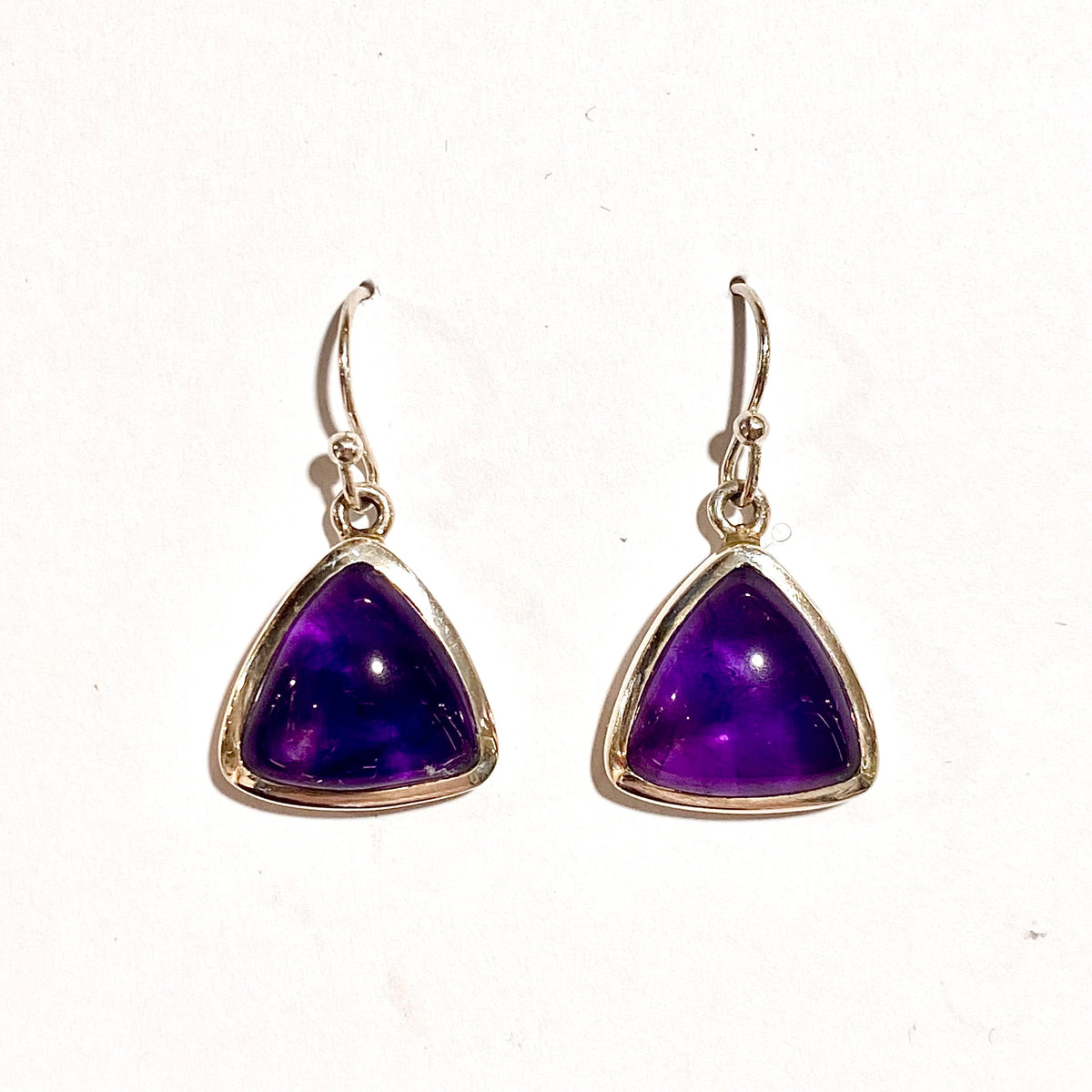 Sterling Silver Amethyst Triangular Drop Earrings