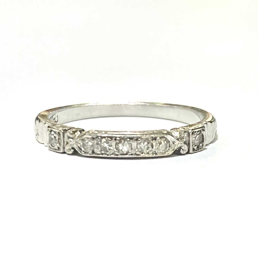 Antique 18ct White Gold Old Cut Diamond Bridge Ring