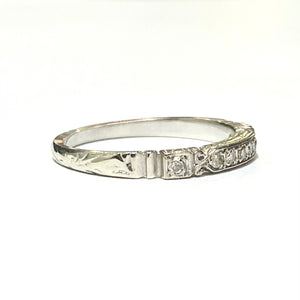 Antique 18ct White Gold Old Cut Diamond Bridge Ring