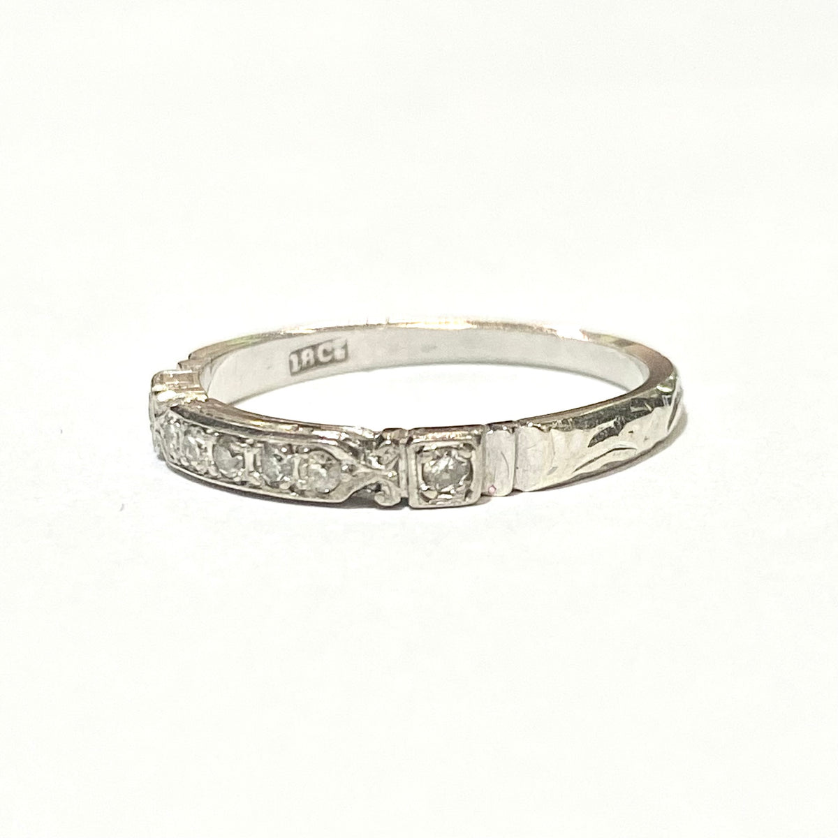 Antique 18ct White Gold Old Cut Diamond Bridge Ring