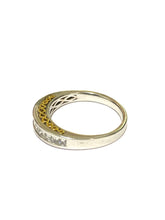 18 ct White Gold Diamond half set patterned band