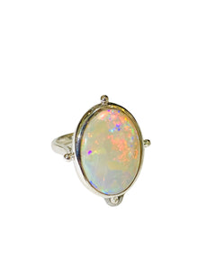 18ct White Gold Diamond and Opal Ring