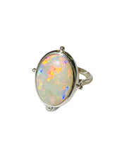 18ct White Gold Diamond and Opal Ring