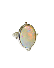 18ct White Gold Diamond and Opal Ring