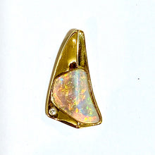 18ct Yellow Gold Solid Opal and Diamond Pendant