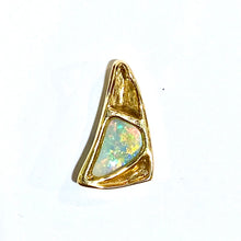 18ct Yellow Gold Solid Opal and Diamond Pendant
