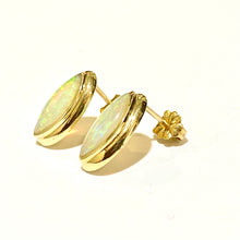 14ct Yellow Gold Solid Opal Marquis Shaped Stud Earrings